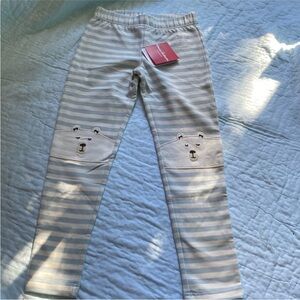 Hanna Andersson Striped Leggings with Bear Knee Patches
